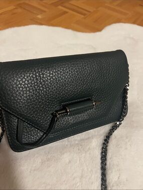 Mackage mini Zoe Pebbled Leather Chain Crossbody Bag in Dark Green